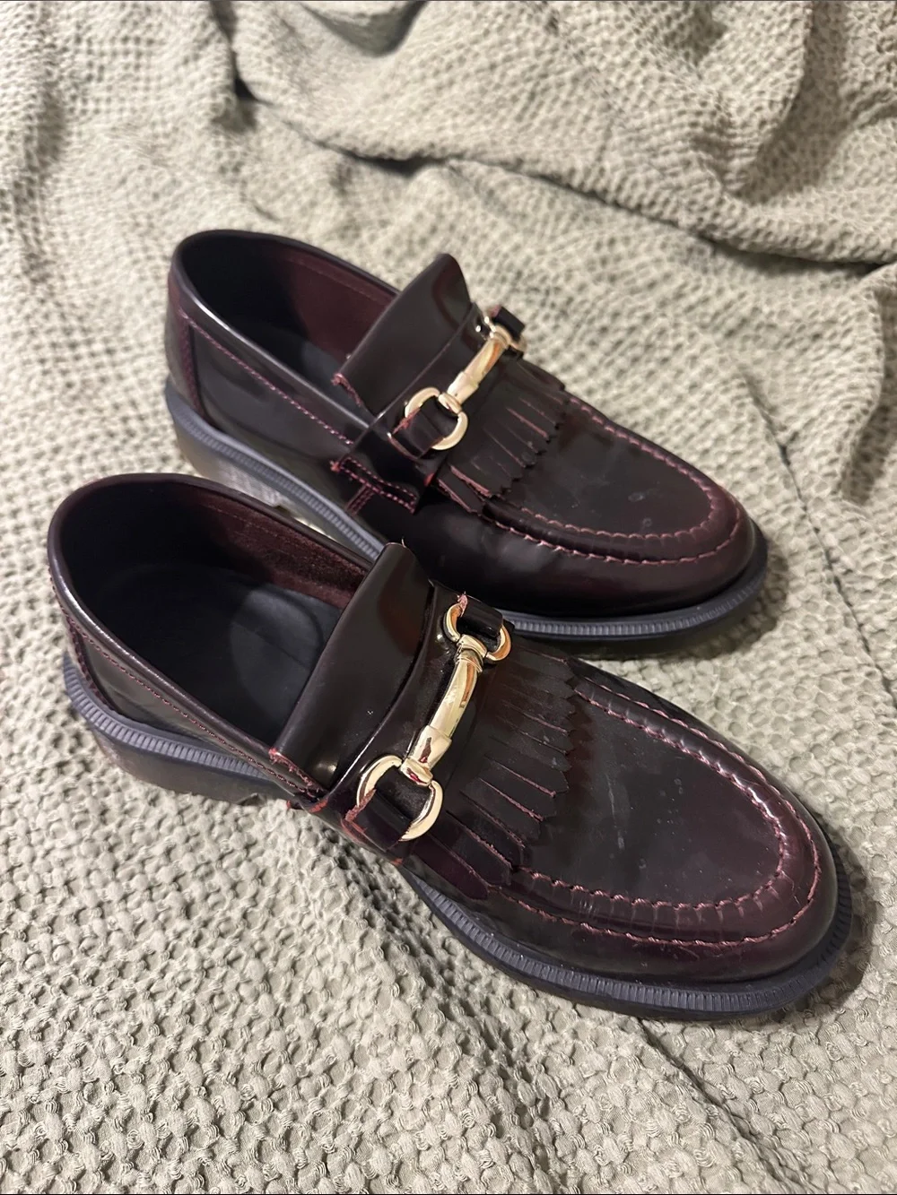 Men's Tassel Bit Loafers in Burgundy